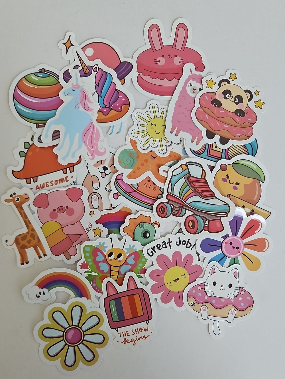 28 Kids Colorful Cute Sticker Pack - Pink, Rainbow, Blue Designs